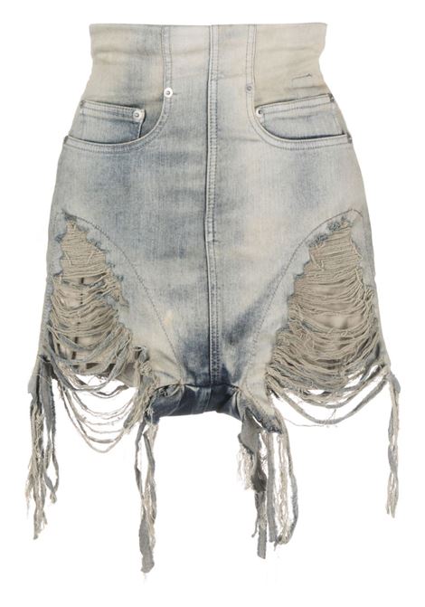 Shorts in denim strappati a vita alta in grigio - donna RICK OWENS DRKSHDW | DS01D1313SKYFR46